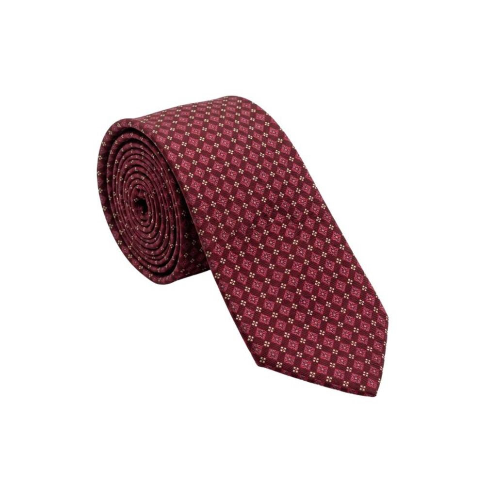 Canali Red Solid Textured 100% Silk Tie